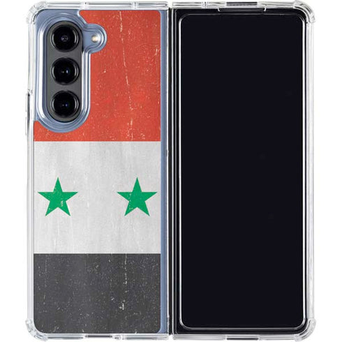 Syria Flag Distressed Galaxy Z Fold5 5G Clear Case